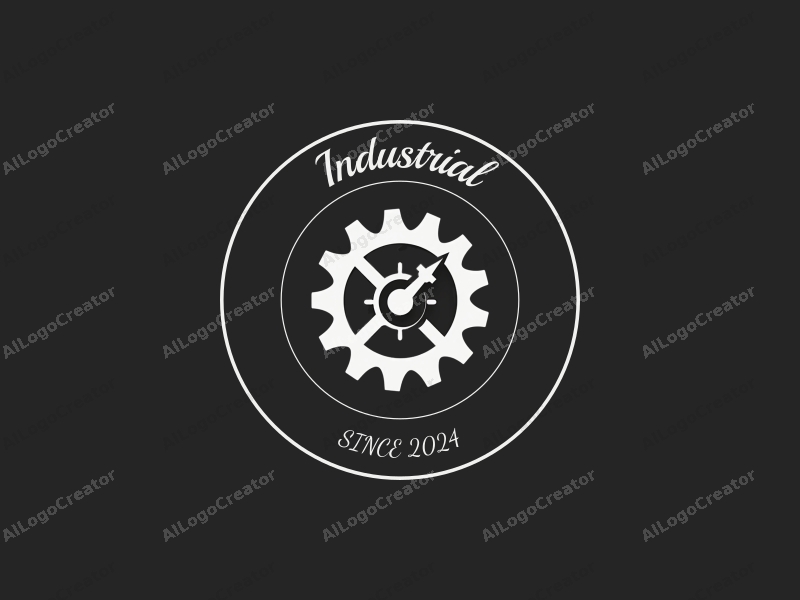 industrial design features mechanical elements like gears and pipes, combined with a minimalist approach and a clean background.