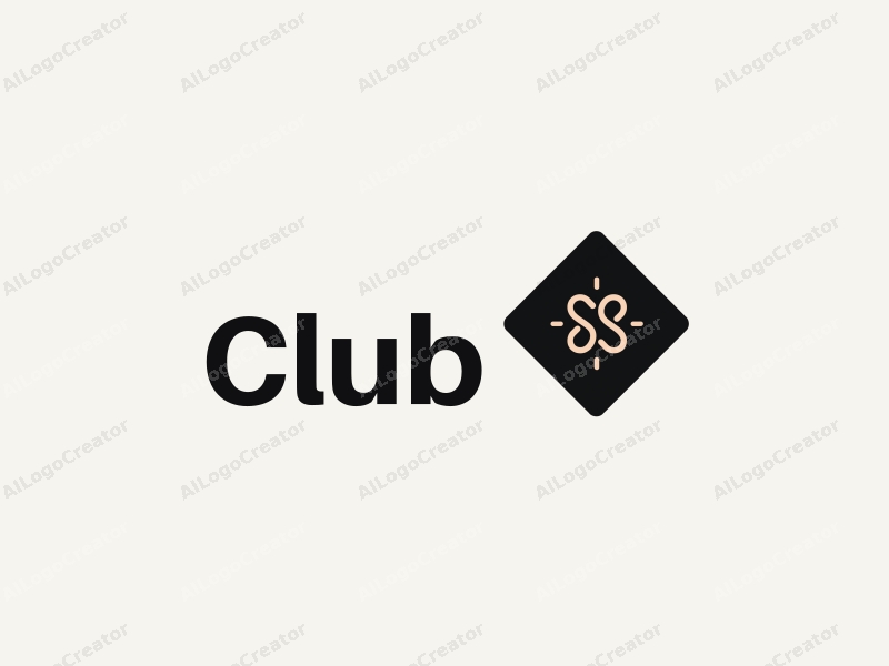 a modern design featuring a stylized club and social elements, intertwined with a diamond shape symbolizing connection, combined with a clean black background.