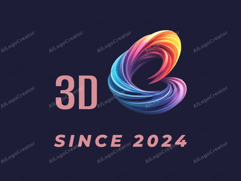 a futuristic design featuring dynamic 3D shapes, vibrant colors, and a sense of depth, combined with a clean background.