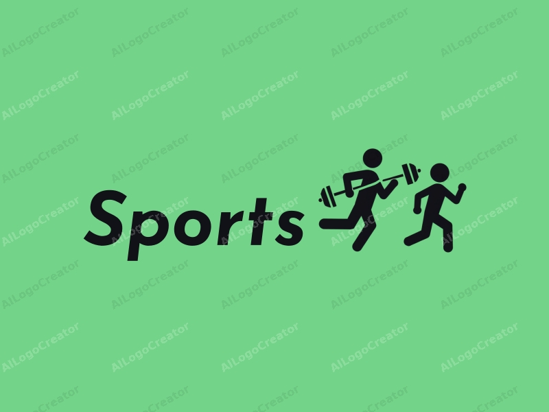 a modern minimalist design featuring stylized human figures engaged in running and weightlifting, combined with a clean green background.