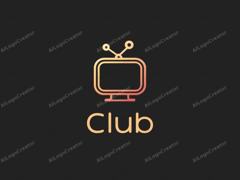 a modern minimalist design featuring a stylized club icon, social interaction symbols, and a television silhouette, combined with a clean black background.