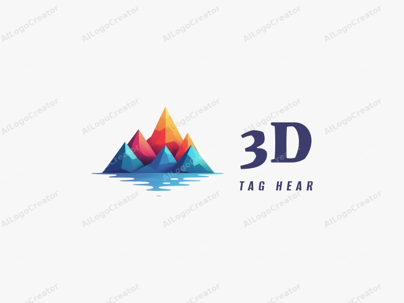 a modern design featuring colorful 3D dynamic elements, stylized mountains, and a clean background, emphasizing a sense of movement and creativity.