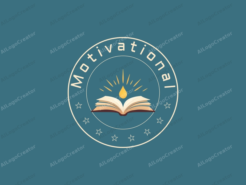 a modern design featuring stylized books radiating light, symbolizing motivation and inspiration, combined with a clean background in blue and green tones.