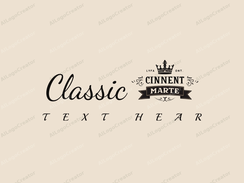 vintage design features a classic crown and ribbon, combined with a harmonious layout and a clean background.