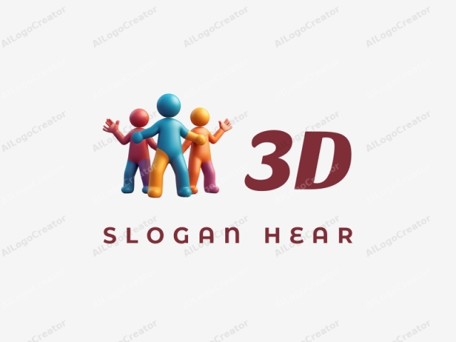 現代設計，展示色彩繽紛的3D角色以動態姿勢呈現，融入AI技術元素，背景乾淨和諧。