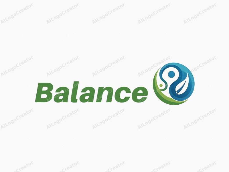 a modern design featuring elements of balance and harmony, incorporating sports and life themes, with a clean background in blue and green colors.