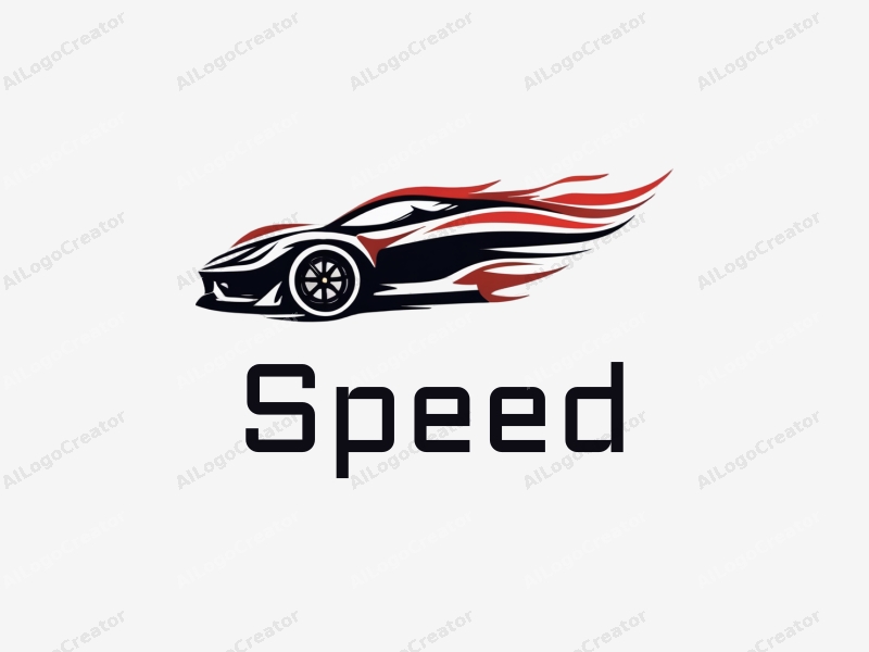 a modern design featuring dynamic lines representing speed, a stylized racing car silhouette, and an abstract engine shape, combined with a clean background.