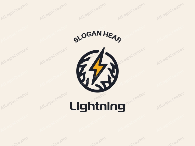 geometric design features stylized lightning bolts and electric currents, combined with a clean background and a modern aesthetic.