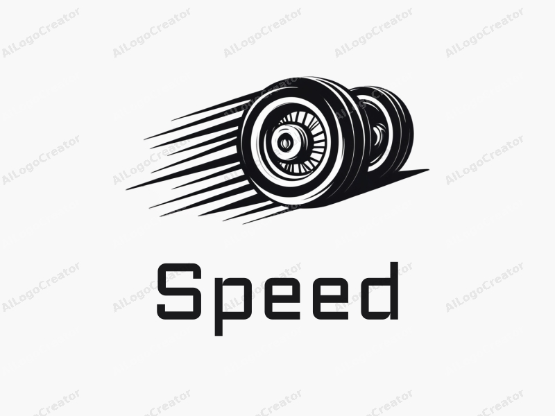 a modern design featuring dynamic lines representing speed, a stylized engine and tire, combined with a clean background to emphasize power and motion.