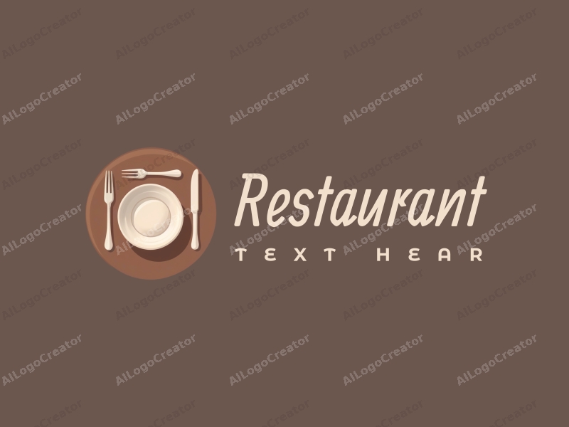 modern design features a stylized dining table with a menu, a plate, and knife and fork, combined with a clean background.