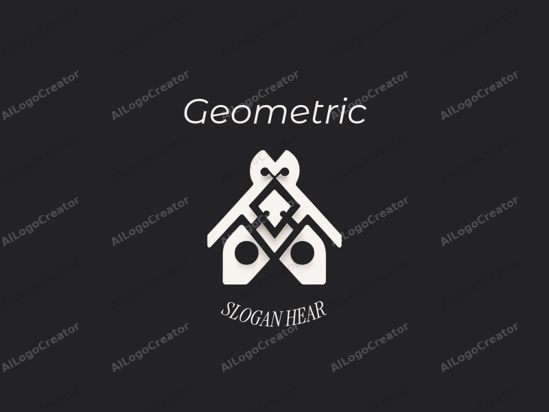 geometric design features a stylized penguin integrated with square and circular shapes, accompanied by abstract numbers, all presented in a harmonious black and white color scheme.