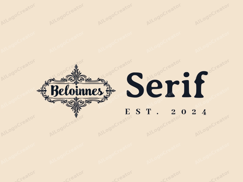 vintage design features elegant serif fonts, stylized scrolls, and ink elements combined with a clean background.