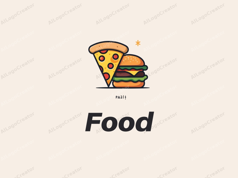 a modern design featuring a vibrant and colorful representation of a pizza and a burger, combined with a clean background and a harmonious layout.