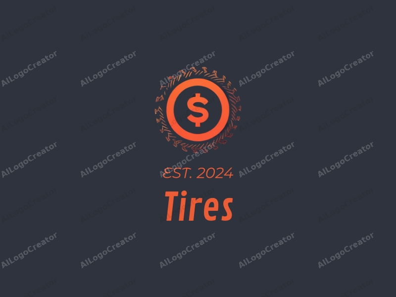 a modern design featuring a stylized tire and a unique symbol, combined with a clean background for a sleek and professional appearance.