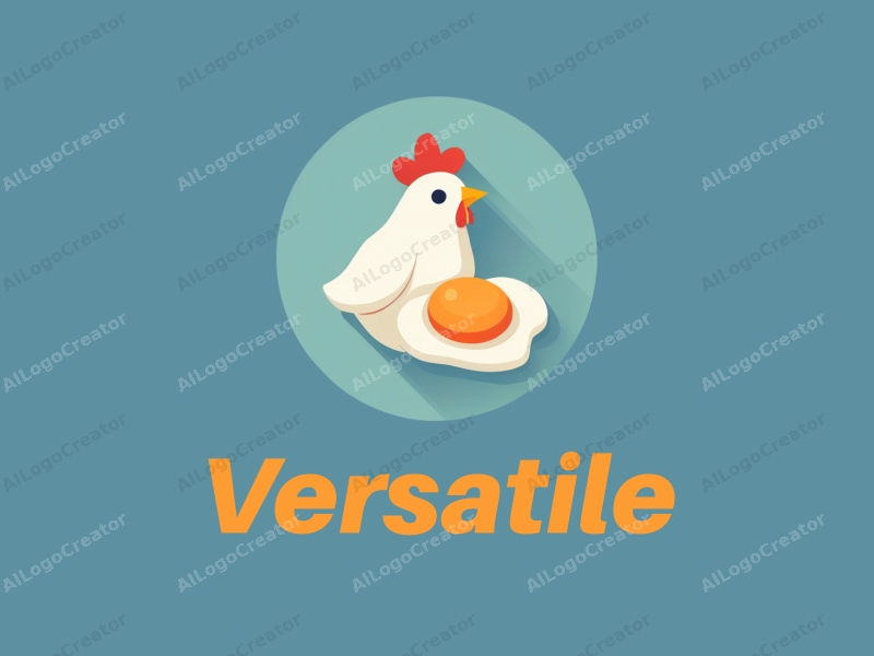 a modern design featuring a stylized chicken and egg, emphasizing multifunctionality and adaptability, combined with a clean background in blue and green tones.