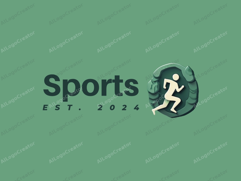 a modern design featuring dynamic elements of sports, incorporating strength symbols like a stylized runner and a weightlifter, combined with a clean background in green tones.