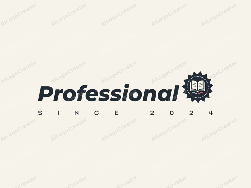 modern design features a stylized book and a badge, incorporating professional and certification elements, combined with a clean background.