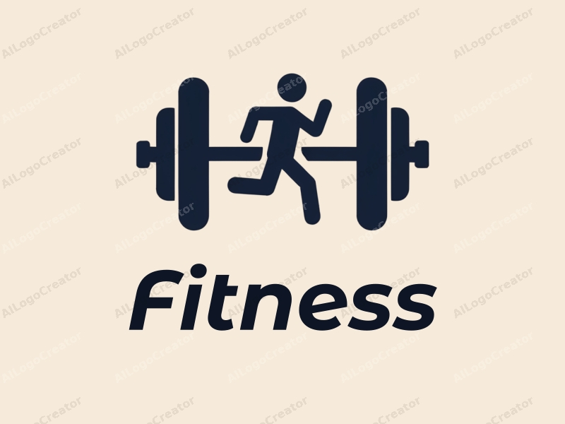 a modern design featuring a stylized dumbbell and a dynamic running figure, combined with a clean background and a harmonious layout.