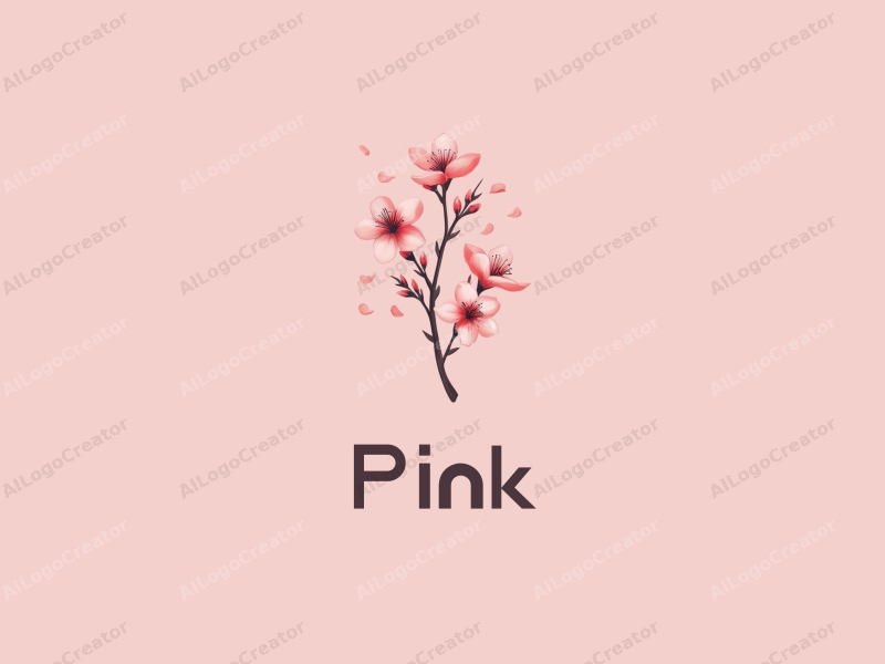 minimalist design features delicate cherry blossoms and petals, a stylish home decor element, combined with a clean pink background.