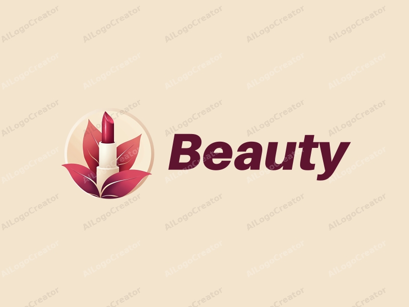 a modern design featuring elements of beauty and makeup, including a stylized lipstick and flower petals, combined with a clean background.