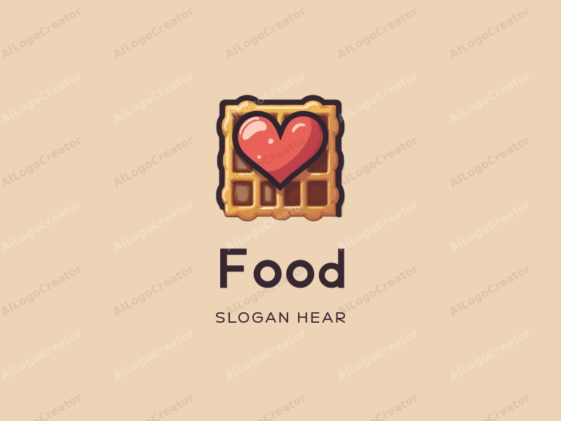 a modern design featuring rich colors, a stylized waffle with a heart shape, combined with a clean background and simple, harmonious composition.