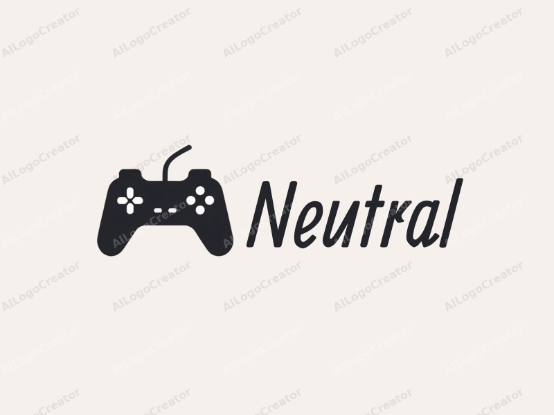 minimalist design features a stylized game controller, emphasizing neutrality and balance, combined with a clean background.