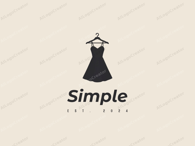 minimalist design features a stylized dress and hanger, combined with a clean background and a simple, elegant composition.