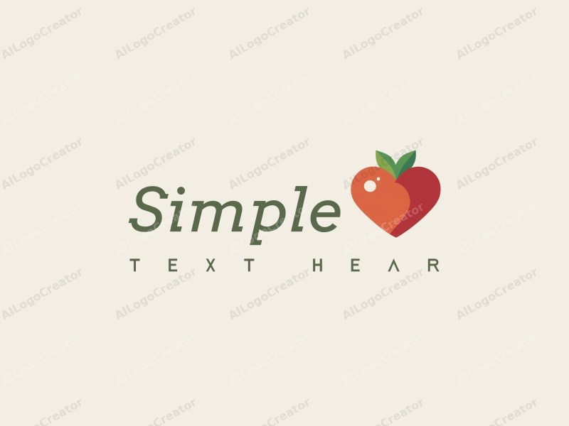 minimalist design features a simple heart shape intertwined with a stylized tomato, combined with a clean background.