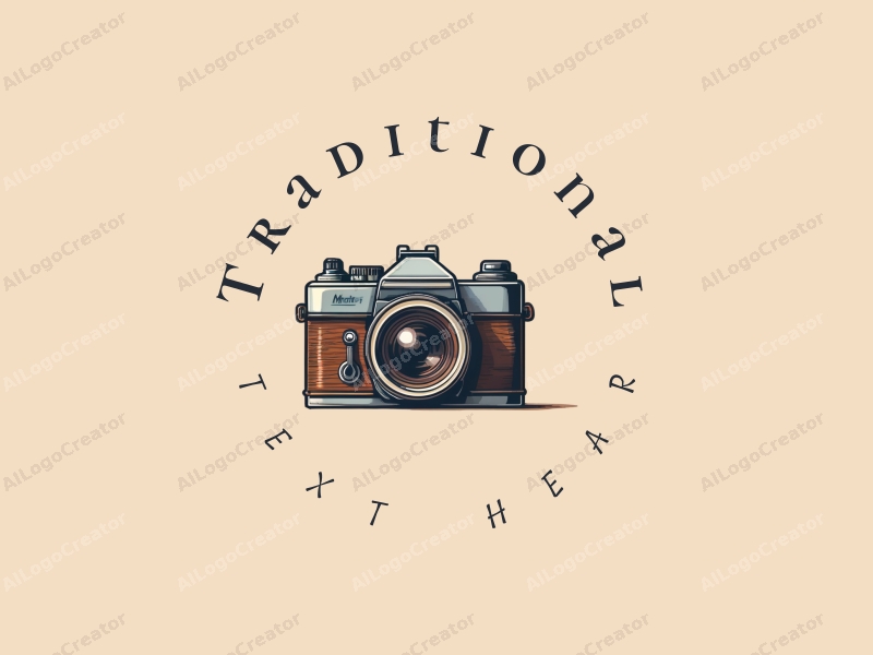 vintage design features a retro camera and handmade tools, combined with a classic aesthetic and a clean background.