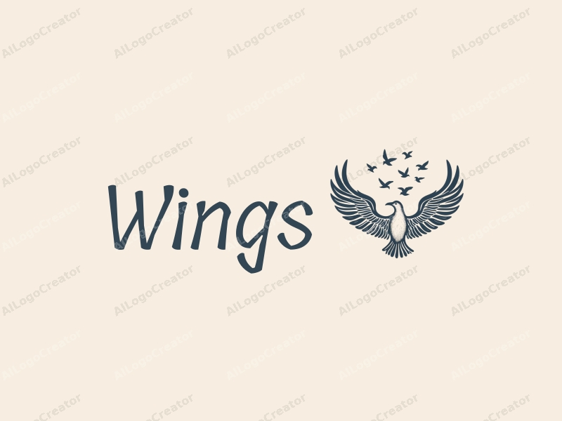 playful design features stylized wings and flying birds, combined with a clean background and a sense of airiness.