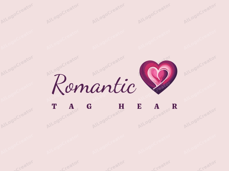 playful design features a stylized rose intertwined with a heart shape, incorporating pink and purple colors, combined with a clean background.