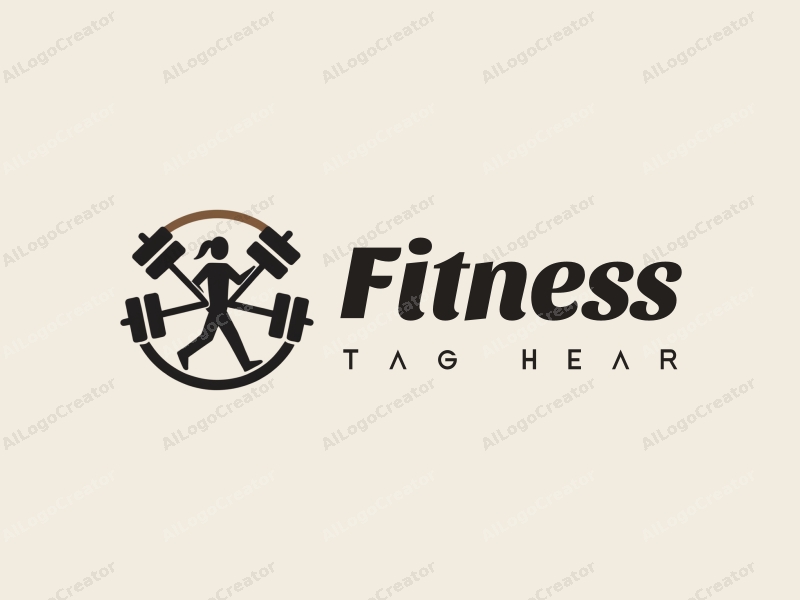 a modern design featuring a stylized dumbbell and a dynamic running figure, combined with a clean background and a harmonious layout.