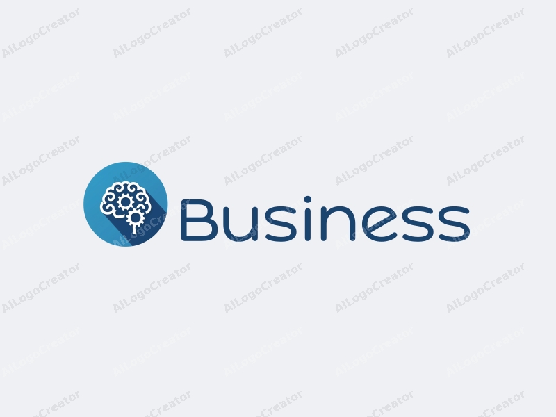 a modern design featuring a stylized brain intertwined with gears, representing business and office themes, combined with a clean blue background.