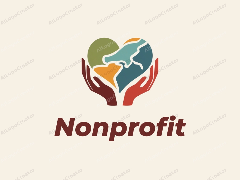 a modern design featuring a stylized heart and earth, representing charity and volunteerism, combined with a clean background and harmonious composition.