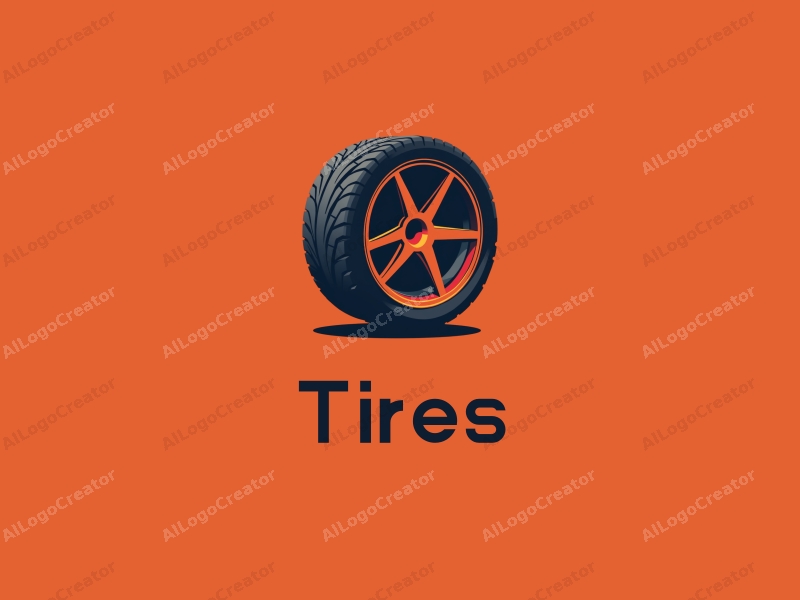 a modern industrial design featuring a stylized tire and car silhouette, combined with a sporty aesthetic and a clean background.