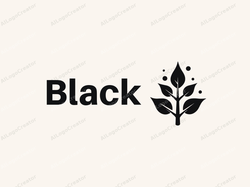 minimalist design features simple leaves and circles, a black color palette, combined with a clean background representing night.