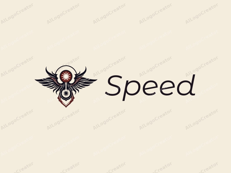 a modern design featuring dynamic lines representing speed and power, an abstract engine silhouette, and elements suggesting flight, combined with a clean background.