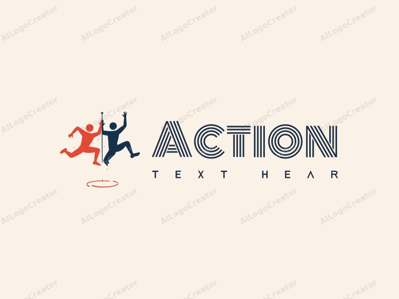 playful design features dynamic silhouettes of athletes in mid-jump and sprint, combined with energetic lines and a clean background.