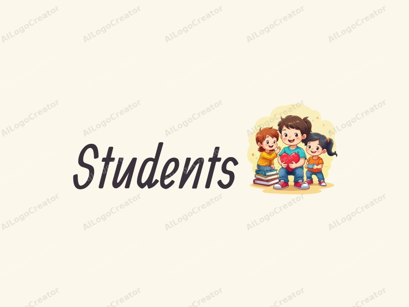 playful design features vibrant colors, stylized students and school elements, along with books and paintbrushes, combined with a clean and harmonious background.