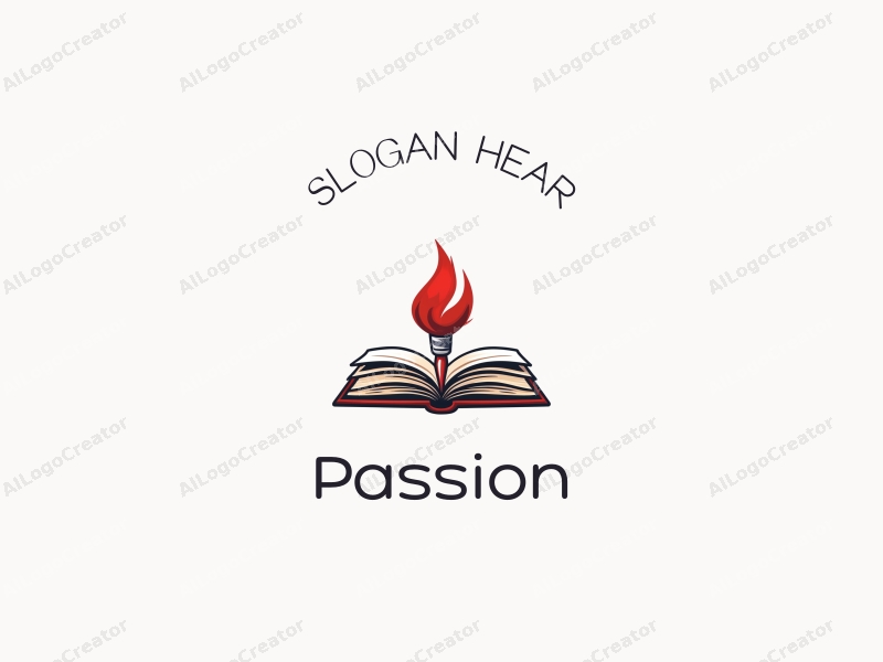 playful design features a vibrant red paintbrush and an open book, symbolizing passion and enthusiasm for art and education, combined with a clean background.