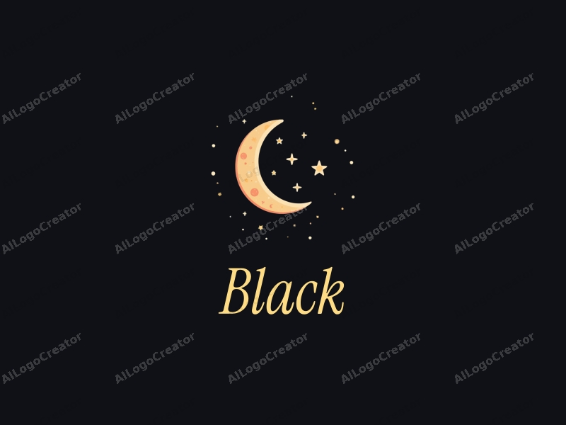 minimalist design features a stylized moon and stars against a black night sky, combined with a clean and simple layout.