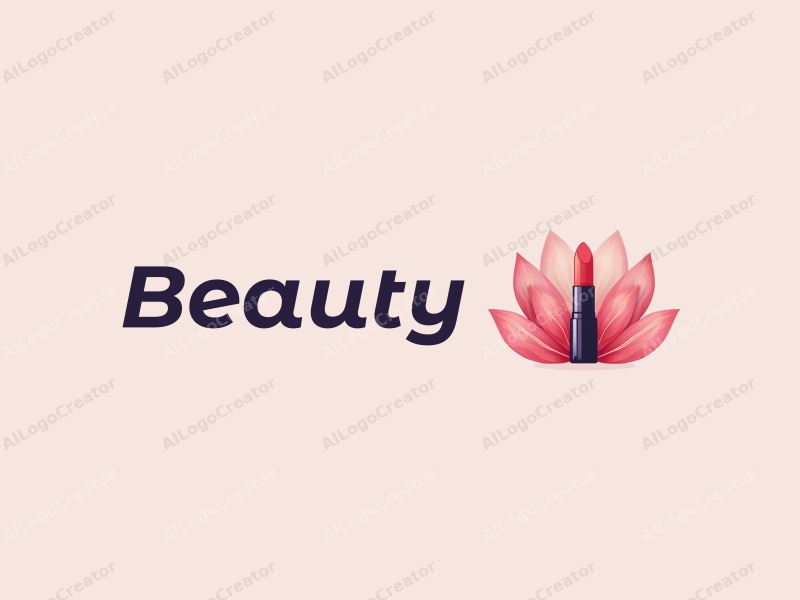 modern design features elegant petals, a stylized lip gloss tube, and a clean background combined with a harmonious composition.