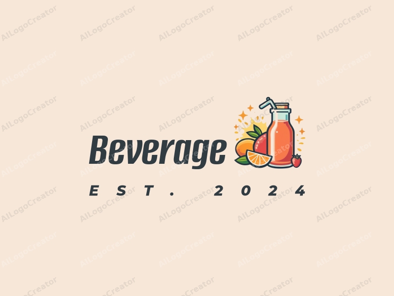 a modern minimalist design featuring stylized juice and sparkling water elements, combined with a vibrant color palette and a clean background.