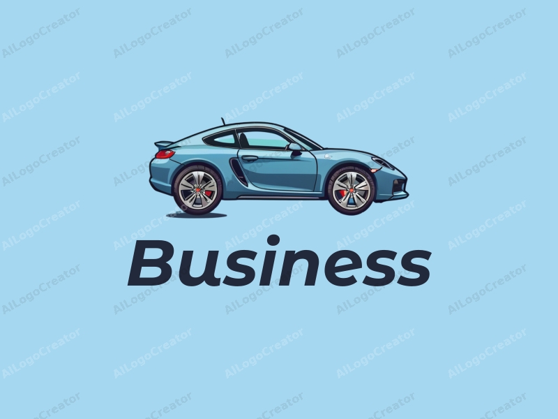 a modern design featuring a stylized car silhouette and tire elements, combined with business and office motifs, set against a clean blue background.