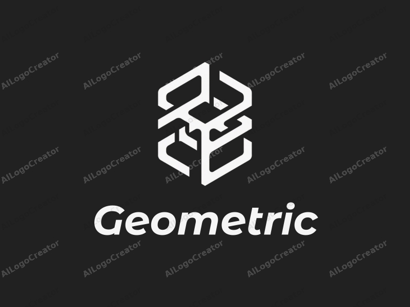 geometric design features a harmonious combination of squares and circles, stylized letters and symbols, with a clean black and white color scheme, creating a modern and minimalistic aesthetic.