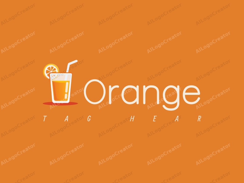 playful design features a stylized orange and a juice glass, combined with a clean background and a vibrant orange color scheme.