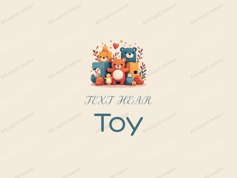 playful design features a colorful arrangement of dolls, puzzle pieces, a stylized teddy bear, and puzzle blocks combined with a clean background.