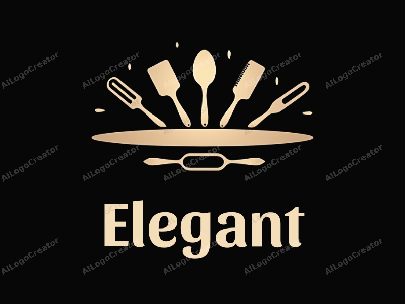 modern design features elegant and refined baking tools, a stylized cookware silhouette, combined with a clean black background.