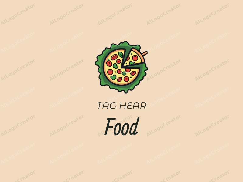 a modern design featuring vibrant colors, a stylized salad and pizza, combined with a clean background and a harmonious composition.