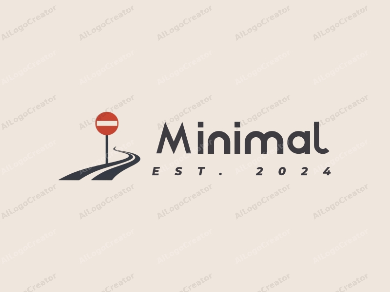 minimalist design features a stylized road sign, incorporating clean lines and geometric shapes, with a focus on simplicity and elegance, set against a neutral background.